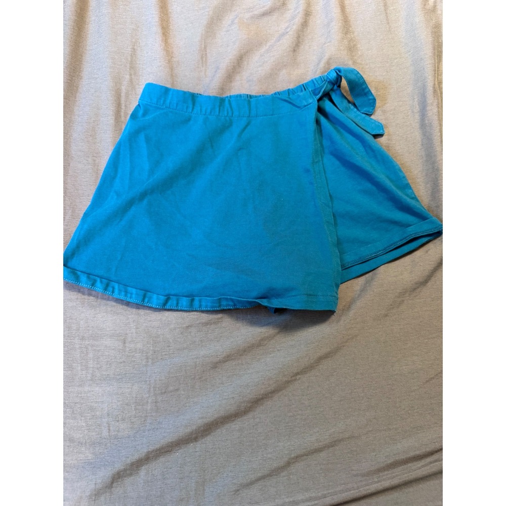 Hanna Andersson Girls Teal Blue Wrap Front Skort Size 120 US 6-7 Cotton Spandex